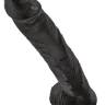 Чёрный фаллоимитатор-гигант 14  Cock with Balls - 37,5 см.