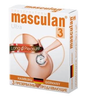 Презервативы Masculan Long Pleasure с продлевающим эффектом - 3 шт.