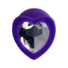 Фиолетовая анальная втулка Diamond Heart с прозрачным кристаллом - 8 см.