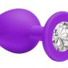 Средняя фиолетовая анальная пробка Emotions Cutie Medium с прозрачным кристаллом - 8,5 см.