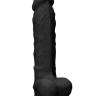 Черный фаллоимитатор Realistic Cock With Scrotum - 22,8 см.