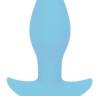 Голубая коническая анальная вибровтулка с ограничителем - 8,5 см.