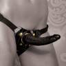 Чёрный с золотом женский страпон Designer Strap-On